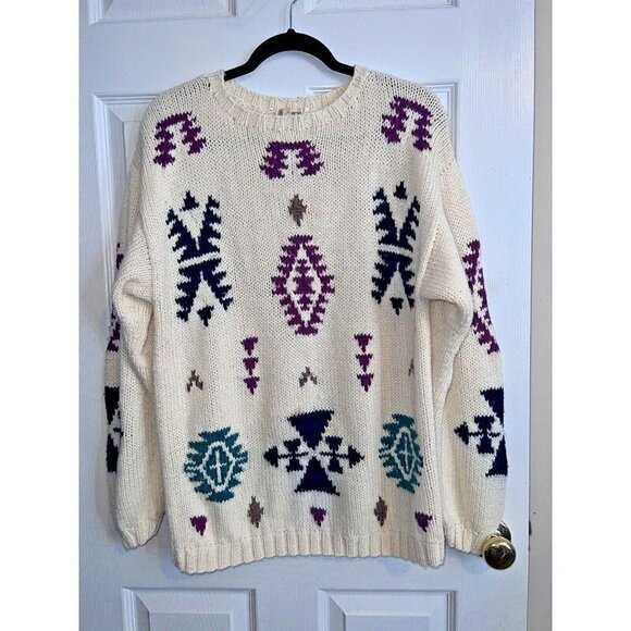 Vintage 80s TAMARON Womens Wool Blend Knit Crew Neck Pullover Sweater Sz L - Picture 6 of 13